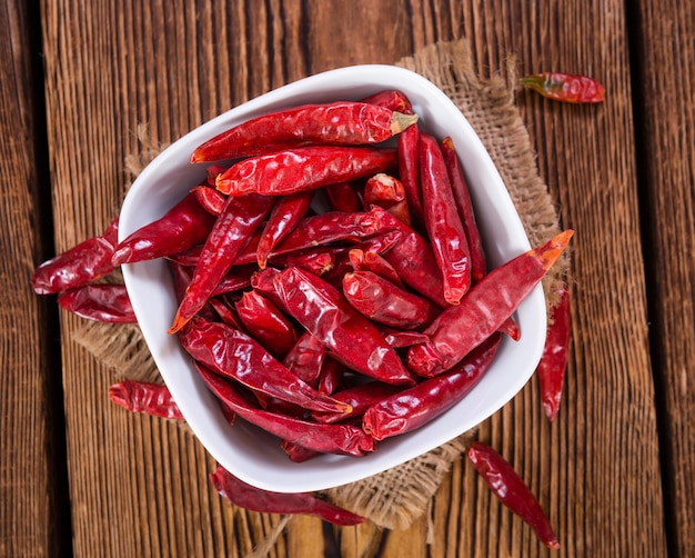 Red Chillis dried selective focus