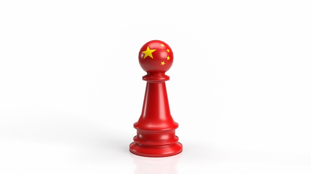 The red Chinese chess on white background for business concept 3d renderingxA