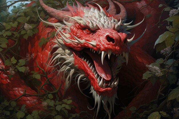 Foto red chinese dragon illustratie gemaakt met generative ai