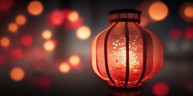 red chinese lantern blurred background