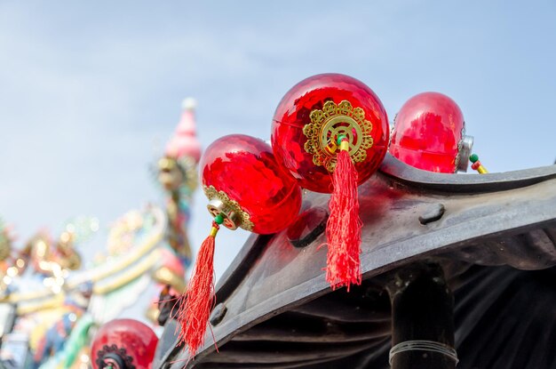 Red Chinese lantern in a Chinese Temple