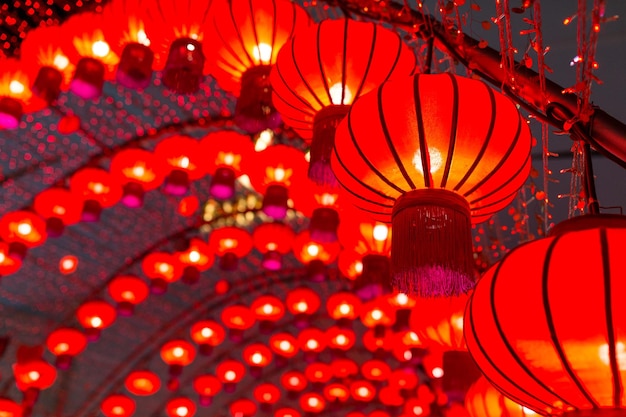 Red chinese lantern at night