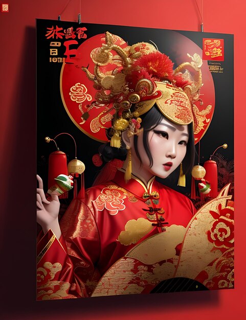 赤い中国の新年のポスター