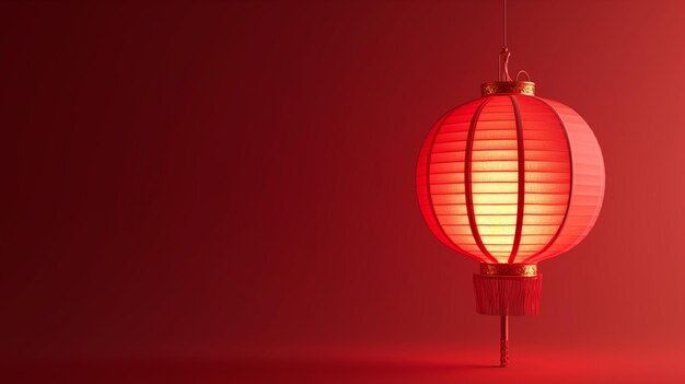 Photo red chinese paper lantern on a red background