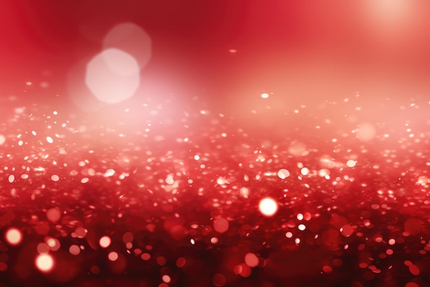 Red Christmas background with a beautiful glitter bokeh Generative AI