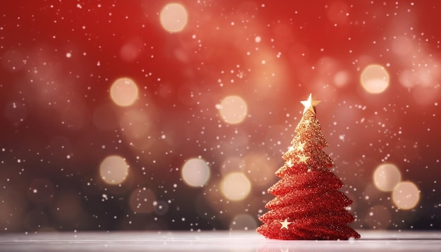 Красный рождественский фон с рождественской елкой Баннер с копировальным пространством