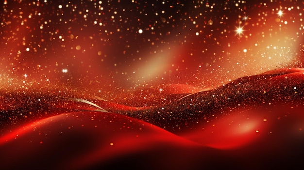 Red Christmas Background with Golden Glitter