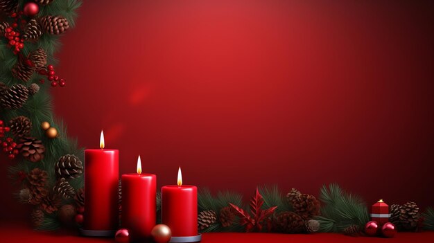 A red christmas background with red candles