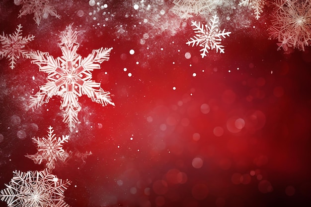 Red christmas background with snowflakes