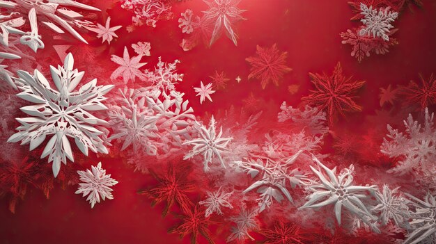 Red Christmas background with white snowflakes Generative AI