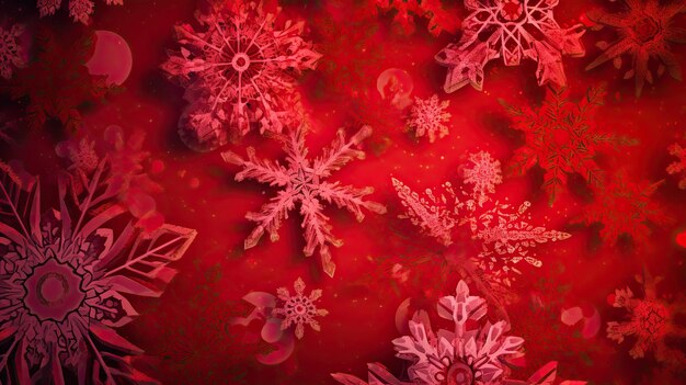 Red christmas background with white snowflakes generative ai