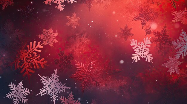 Red Christmas background with white snowflakes Generative AI