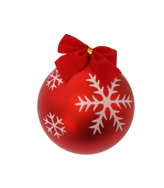 Red Christmas ball isolated on transpwhite white background