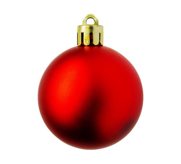 白い背景で隔離の赤いクリスマスボール