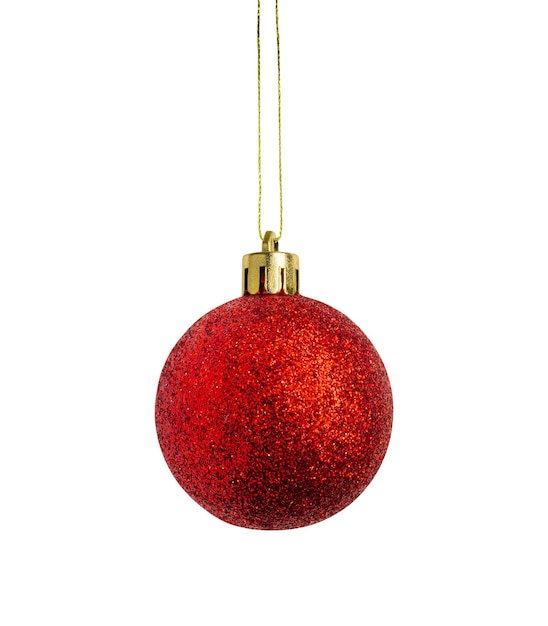 Red Christmas ball isolated on white background