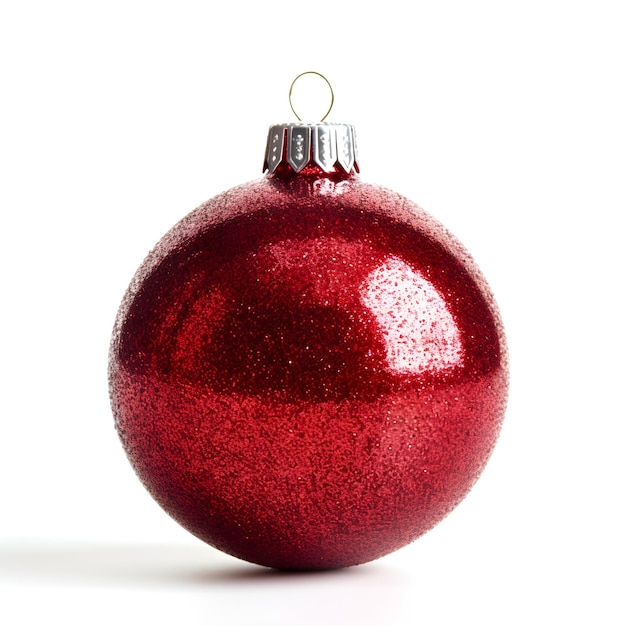 Red christmas ball isolated on white background