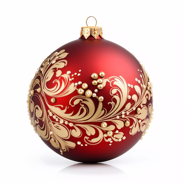 Red christmas ball realistic d style