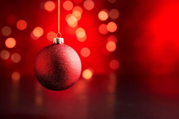 A red christmas ball on a red background