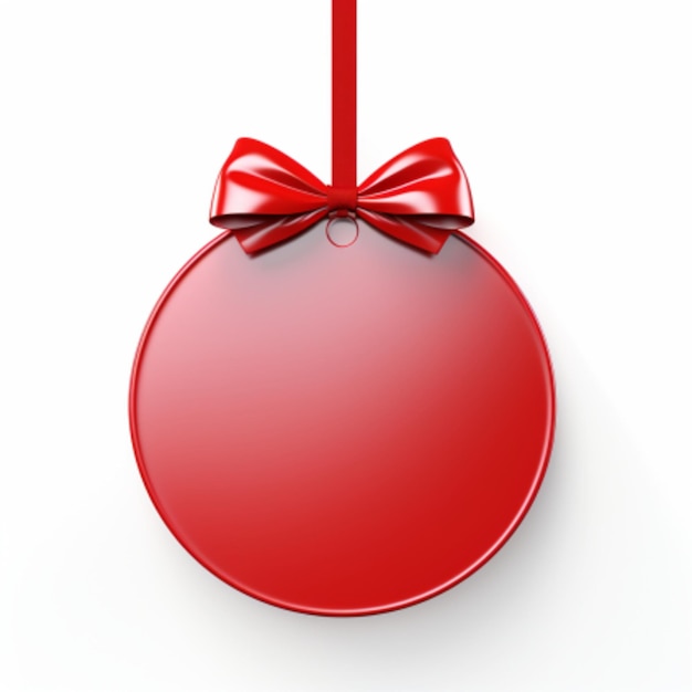 red christmas ball with ribbon