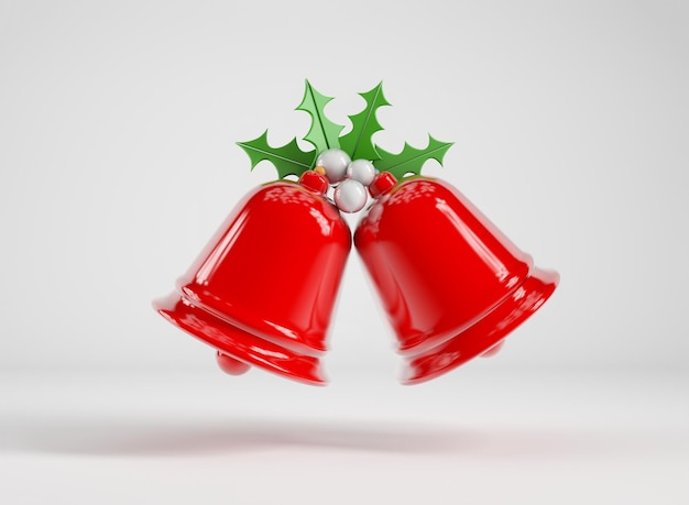 Фото Красные рождественские колокольчики, изолированные от фона