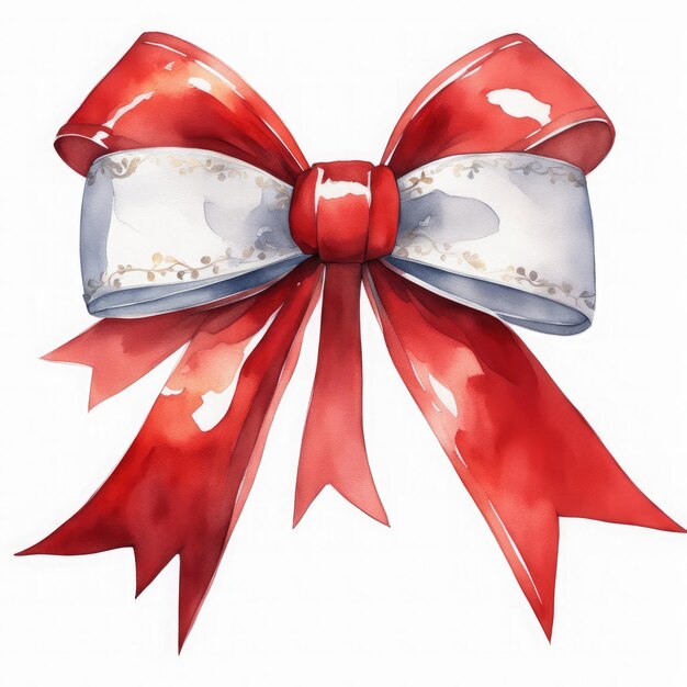 Red Christmas bow on white background