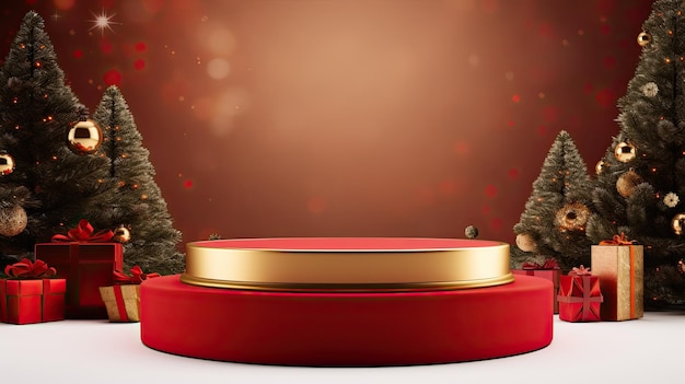 Red Christmas Luxury podium for display products