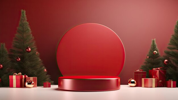 Red Christmas Luxury podium for display products