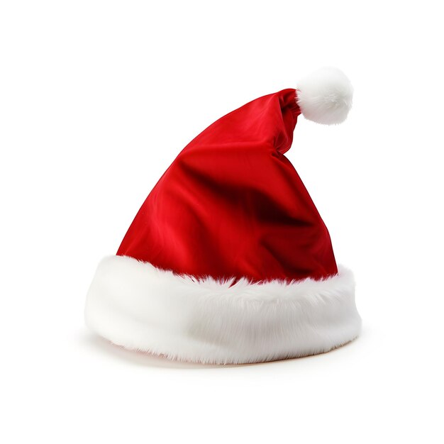 白い背景に赤いクリスマスのサンタの帽子を孤立させた