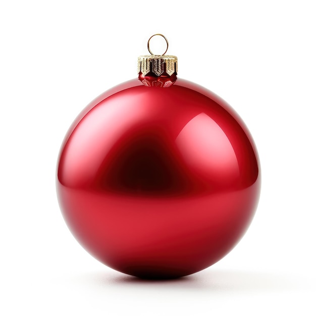 Red Christmas tree bauble isolated on white background