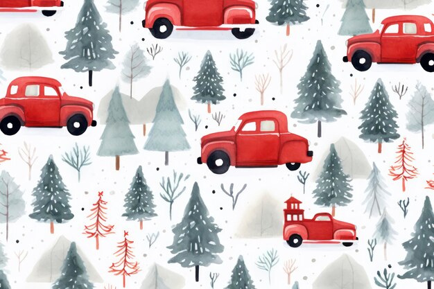 Photo red christmas truck pattern