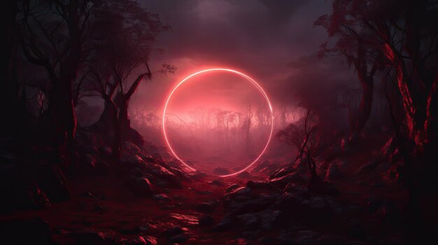 Red Circle in Middle of Forest