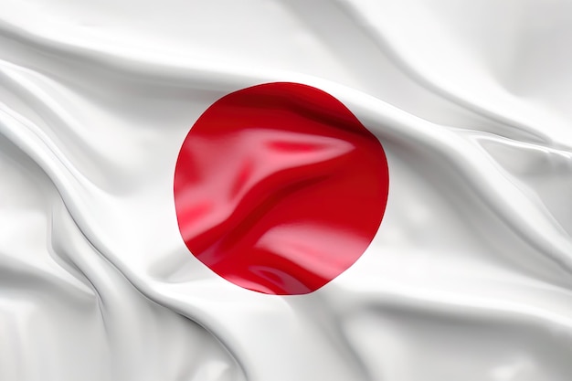 red circle and white background waving the national flag of Japan waved a highly detailed closeup