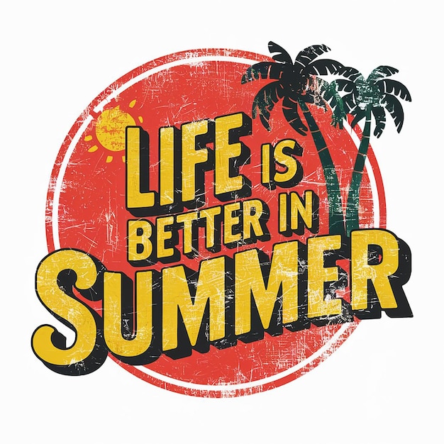 a red circle with a palm tree on it is better in summer