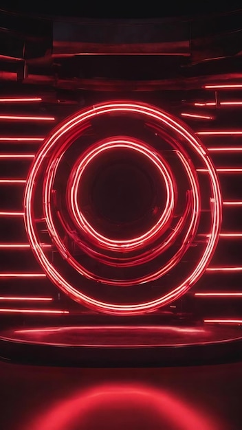 Photo red circular neon lights background