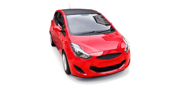 Red city car with blank surface for your creative design. 3D rendering.