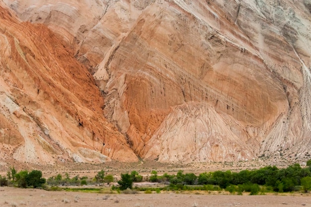 Red clay mountain scree