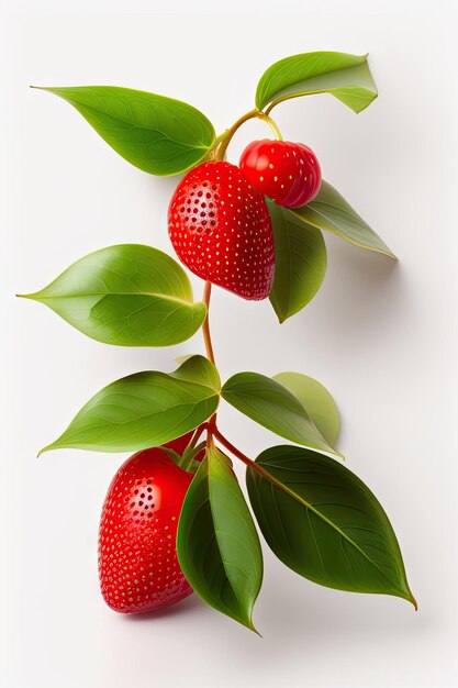 Red climbing plant isolated on white background isolated on wh