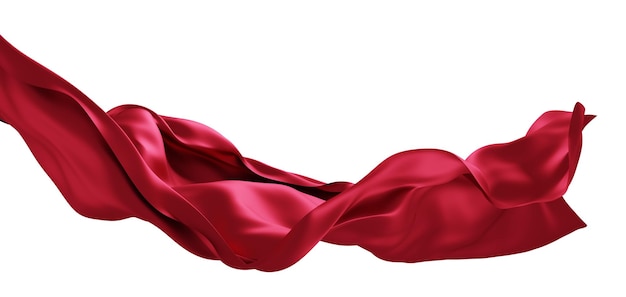 Фото Красная ткань летит на ветру на белом фоне 3d рендеринг