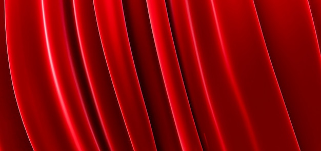 Red cloth, luxury smooth background, wave silk satin, 3D render