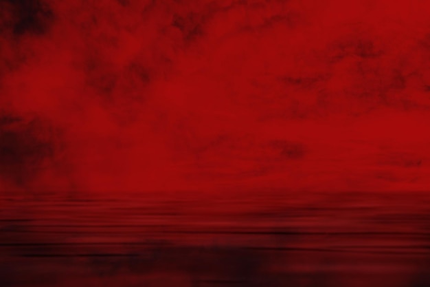 Red cloud black river dark water background for horror poster design wallpaper