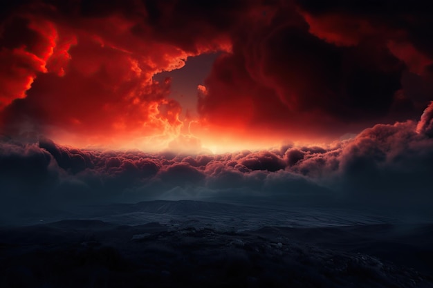 Красное облачное небо пейзаж фон