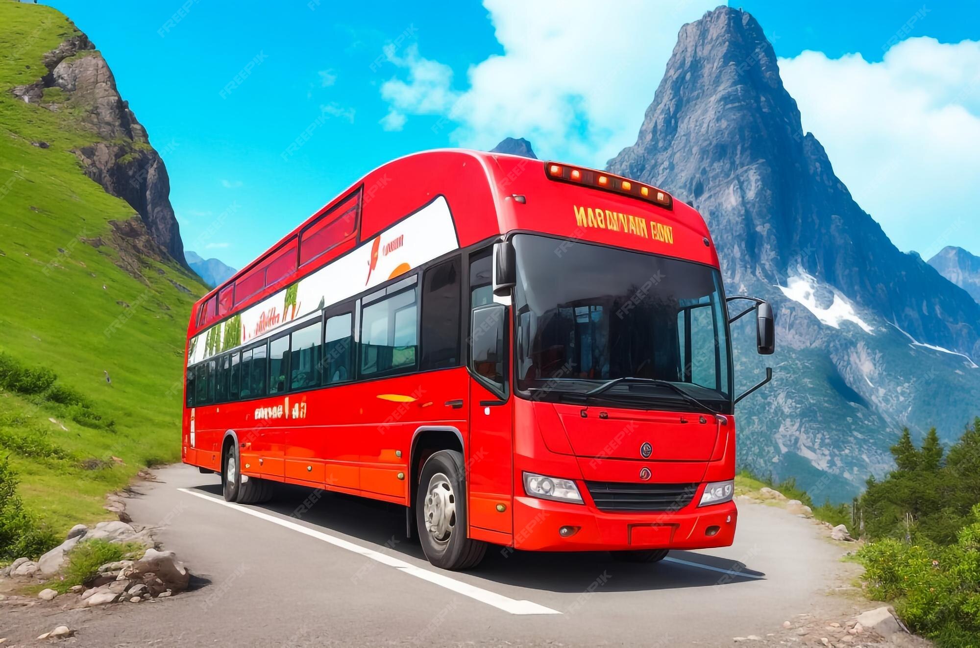 Premium AI Image Red Coach Bus Isolated 3D rendering