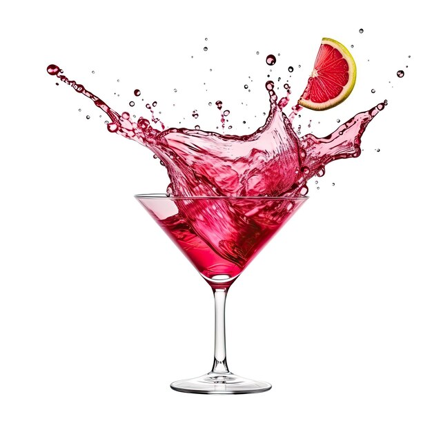 Foto red cocktail drink splash geïsoleerd op witte achtergrond