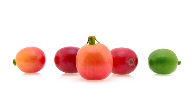 Red coffee beans isolated on white background