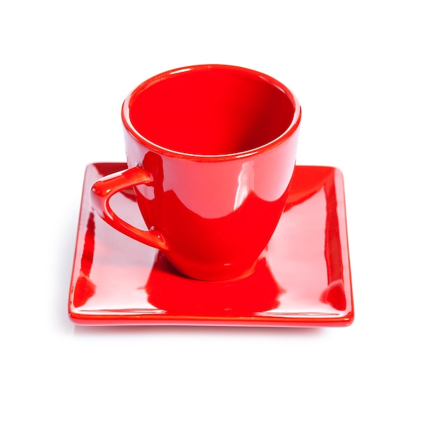 孤立した赤いコーヒーカップ