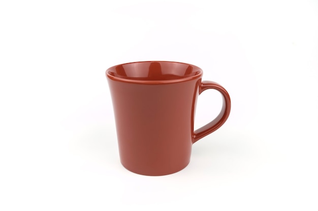 Red coffee cup on white background