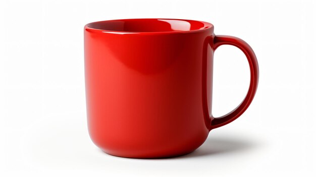 Red coffee mug isolated on white background