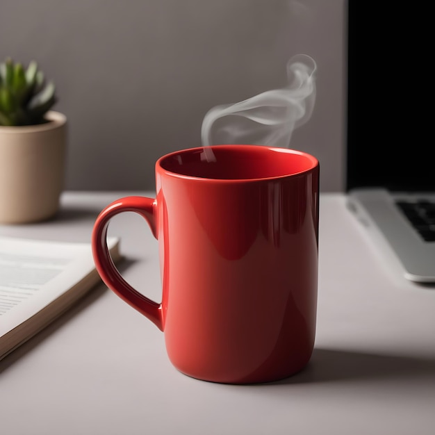 red coffee mug mockup