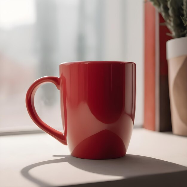 red coffee mug mockup