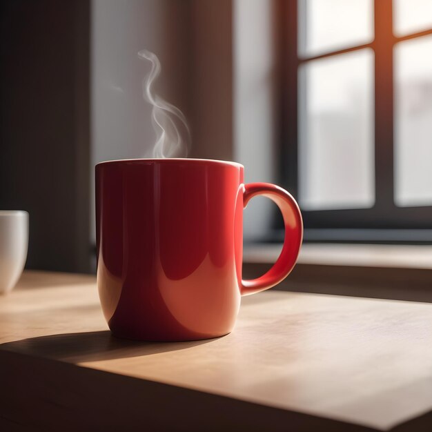 red coffee mug mockup